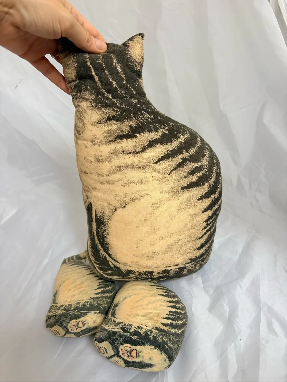 Handmade Cat Print Decorative Pillow - vintage Style